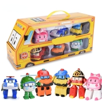 Set of 6 Pcs Poli Car Kids Robot Toy Transform Vehicle Cartoon Anime Action Figure Toys For Children Gift Juguetes