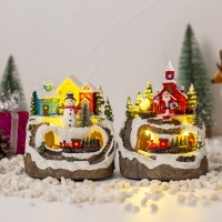 Christmas Decorations: Santa Village Ornaments with Glowing Music and Revolving Train for Christmas Tree and Home Decoration Gifts.