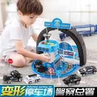 Kids Parking Lot Toy Set with Adjustable Tracks and Stereo Sound for Boys Aged 4-5 Years Old