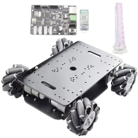 5kg Load Mecanum Wheel Robot Car Kit with Dual Chassis, 4 x 12V Encoder Motors for Arduino, Raspberry Pi, STEM DIY.