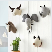 Animal Head Wall Decor Plush Toys for Kids' Room - Elephant, Dog, Horse, Rhino, and Buffalo - Perfect Birthday Present