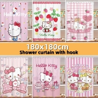 Cute Cartoon Shower Curtain with Hooks - Hello Kitty, Cinnamoroll, My Melody, Kuromi, Waterproof Polyester, Great Bathroom Gift.