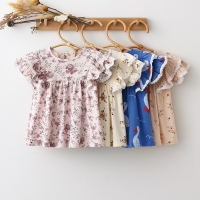 Floral Baby Girls Dress Princess Girls Clothes For 0-3Y Summer Lace Cotton Short Sleeve Toddler Girl Dress Baby Girl Clothes