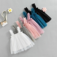 Toddle Baby Girl Tulle Dress Lovely Sleeveless Pleated Solid Summer Dress Party Tutu Gown Children Princess Baptism Pink Clothes