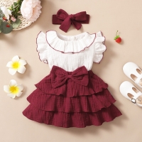 Baby Girls Dress Toddler Girl Clothes Set 2Pcs Baby Bowknot Ruffles Dresses Cute Sleeveless Cotton Newborn Princess Dress