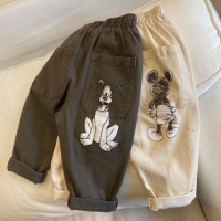 2021 Autumn New Children's Children's Clothing Plus Velvet Padded Pants Boys and Girls Mickey Casual Pants Baby Trousers