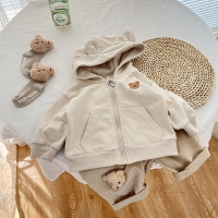 Soft Bear Hooded Cardigan for Infant Girls (0-3yrs) with Zipper and Pockets - Comfortable and Stylish