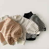 Winter 2023 Baby Striped Hoodie - Warm and Casual for Boys and Girls.