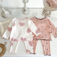 MILANCEL 2023 Baby Pajama Set Dot Print Infant Girls Sleeper Wear Toddler Girls Indoor Clothes Suit