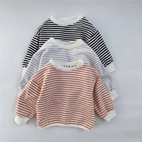 2023 Autumn New Baby Long Sleeve Striped Sweatshirt Children Casual Hoodie Boys Girls Cotton Sweatshirt Infant Pullover