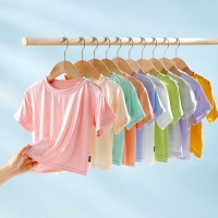 Summer Modal T-shirt for Kids: Korean Style Casual Fashion Short Sleeve Shirt for Boys and Girls, Infant Thin Tee.