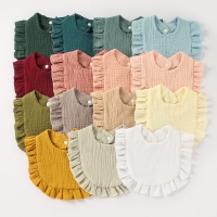 Soft Cotton Korean Style Baby Bib with Ruffles and Lace - Ideal for Feeding, Drooling, Burping for Infants, Toddlers, and Kids.