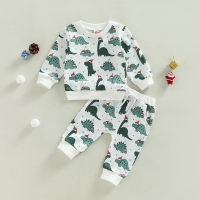 Toddler Baby Autumn Clothing Set - Dinosaur Print - Age 0-3 Years - 2 Pieces (Long Sleeve Top and Bottoms)