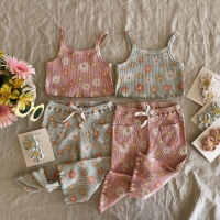 Kids' Floral Tank Top and Pocket Pants Summer Outfit Set