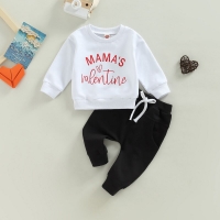 Toddler Baby Clothing Set - Long Sleeve Top and Solid Pants for 0-3 Year Olds in Spring and Autumn - Valentine's Day Style (2pcs)