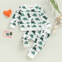 Valentine's Day Dinosaur Outfit for Toddlers (0-3 Years): Long-Sleeved Top and Pants - 2 Pieces