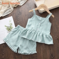 Girls' Summer Clothing Set: Floral Chiffon Halter and Embroidered Shorts with Straw Design