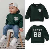 Lioraitiin Kids' Long Sleeve Shirt for Ages 0-3, Round Neck Four Leaf Clover Design, Loose Fit for Spring and Fall Street Parties - 11/11/2022.