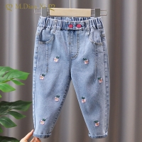 Elastic Waist Printed Jeans for Toddler Girls - Perfect for Baby's Birthday and Spring Outfit!