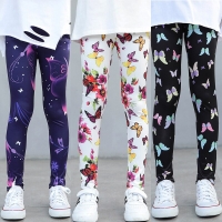 Girls' Printed Leggings for Spring and Autumn, Korean Stretchy Children's Pants for Summer Clothes.