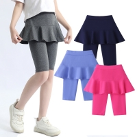 Sheecute Summer Cotton Leggings for Girls with Skirt RB001 - Knee Length, Skinny Fit, Candy Colors - Baby and Kids Pants