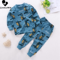 Cartoon Printed Pajama Sets for Kids with Long Sleeves and Pants - Cute and Comfortable Toddler Sleepwear for Autumn