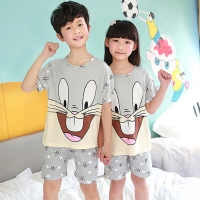 Kids Cotton Pajama Set with Cartoon Design for Boys and Girls