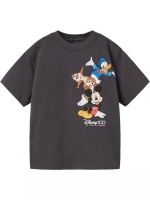 Mickey And Donald Duck Printed Tops Child's Fashion Solid Color Loose Thin Tees Outdoor Wear Short Sleeve Tshirts For 1-6Years