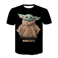 2023 Summer Children 3D Baby Yoda T-shirt for Boy Mandalorian Printing Boys T Shirt Girls Yoda Tops Tees Cartoon Kids Clothes