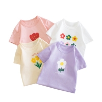 2-8T Toddler Kid Baby Girls Clothes Summer Cotton T Shirt Short Sleeve Infant Top Cartoon Flower Print Tee Childrens Tshirt