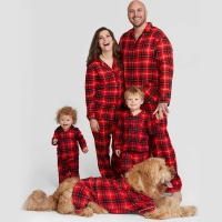 Plaid Cotton Christmas Family Matching Pajamas for Mom, Dad, Baby, Kids, & Dog