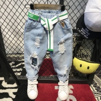 Boys' Fashion Jeans with Holes for Spring and Autumn (Ages 2-7, Belt Not Included)