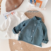 New Kids Boys Long Sleeve Tops Shirts Outwear Fall Clothes Blouse Boy Shirt Solid Toddler Baby Outfit Spring Pocket Coat