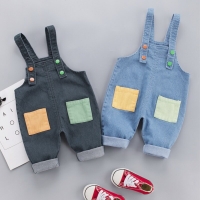 Kids' Fashion Washed Denim Jumpsuit - Blue