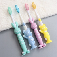 HOT 4pcs Kids Toothbrush Cute Cartoon Bear Rabbit Silicone Soft Tooth Brush Anti Slip Portable Teeth Brushes For Children Baby