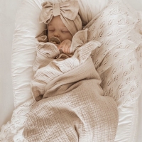 Organic Cotton Baby Swaddle Blanket with Ruffled Muslin Design