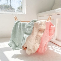 Muslin Swaddle Crinkle Cotton Gauze Ruffle Baby Burp Cloths Baby Blanket Throw Blanket Muslin Diapers Babi Bath Towel 120x120cm