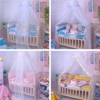 Lace-trimmed Round Canopy Mosquito Net for Babies (1.7m x 4.2m)
