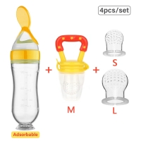 4Pc/set Baby Food Feeding Spoon Juice Extractor Pacifier cup Molars Baby feeding bottle Silicone Gum Fruit Vegetable Bite Eat Au