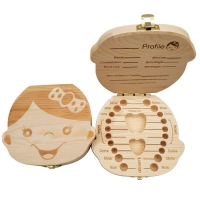Wooden Baby Teeth Organizer Box - Multilingual (Spanish/Dutch/French/German) for Boys and Girls - Perfect Keepsake Gift