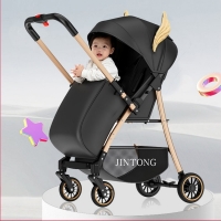Ultra-Light Foldable 4-Wheel Baby Stroller, Reversible Seat with Portable Carrier