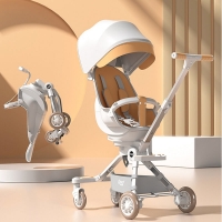 Portable Foldable Baby Stroller with Reclining Seat, Aluminum Frame and Eggshell Chair