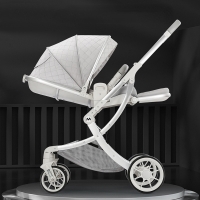 Compact Eggshell Baby Stroller - Travel-Friendly Pushchair with Four Wheels and Carriage View.