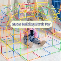 Children'S Puzzle Colorful Straw Toy Kindergarten Smart Stick Assembly House Space Construction Diy Building Blocks