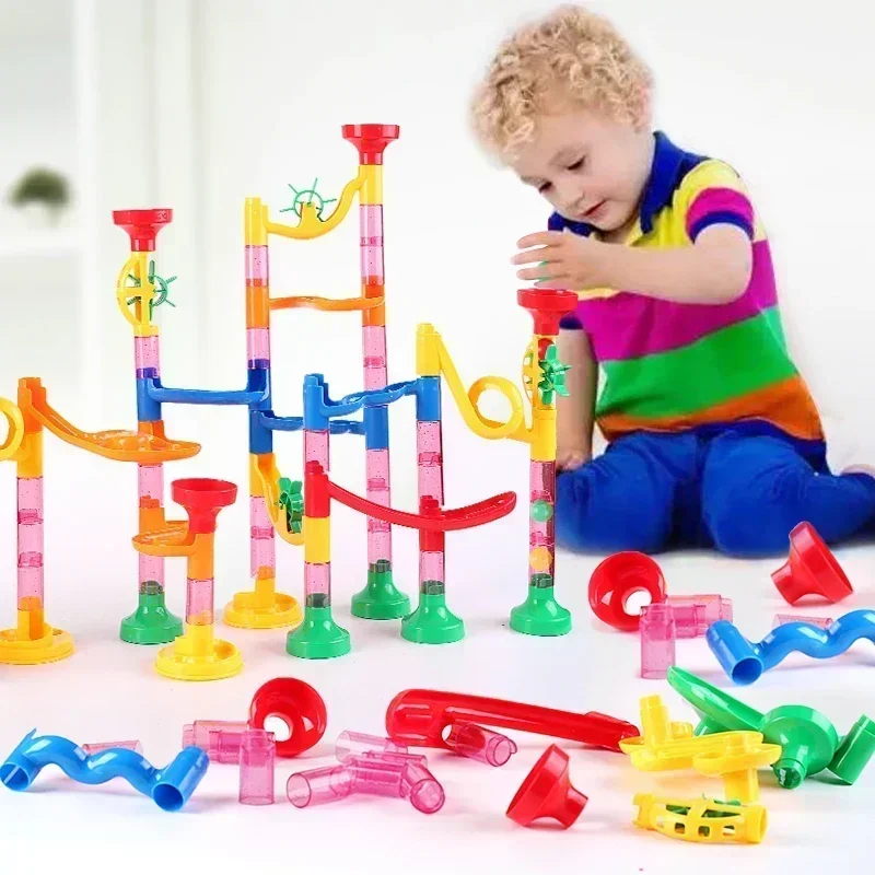 Marble Runway Race Track Building Blocks Children 3D Maze Ball Rolling Toy DIY Marble Runway Children's Educational Toy Gift