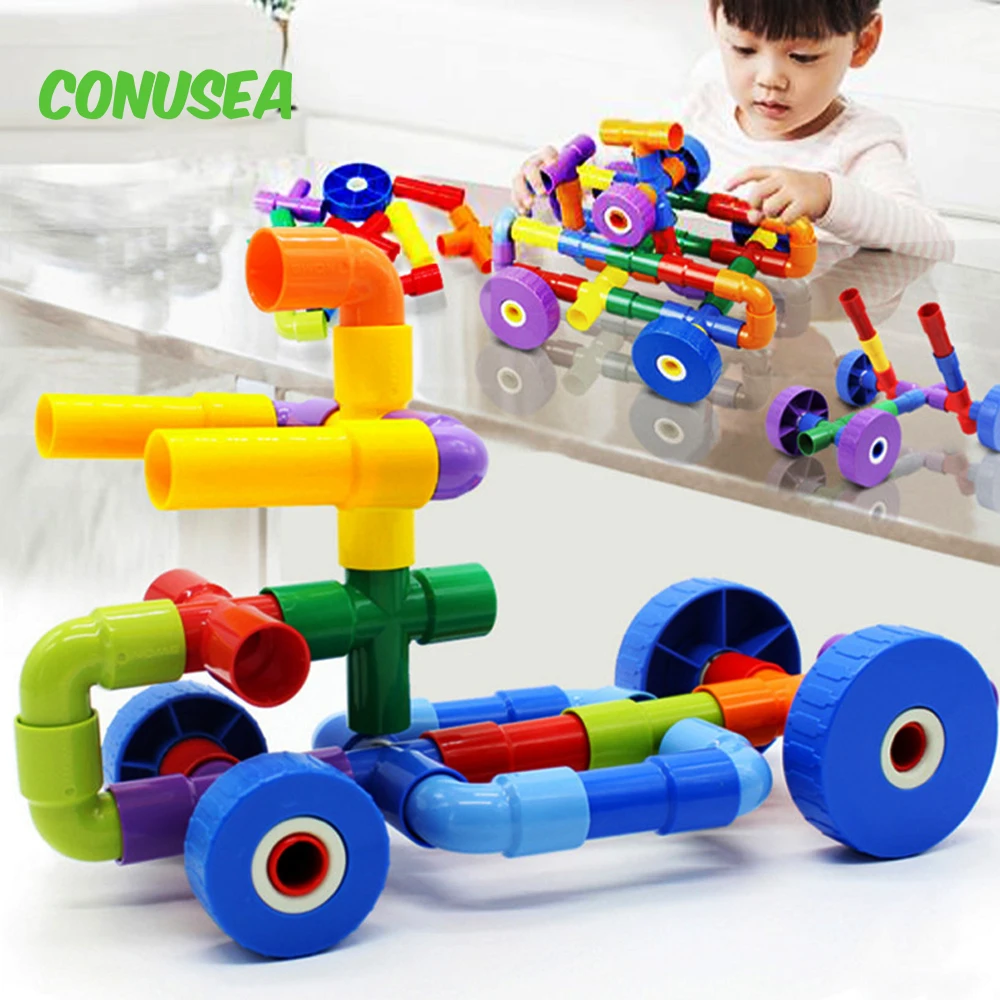 DIY Marble Run Water PIPE Blocks Race Building Bricks 3D Children Assemble Splicing Block Educational Toys for Children Kids