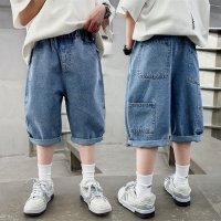 Boys Labor Shorts 2025 New Summer Jeans Pants Summer Fashion Boys Denim Mid-Pants Multi-Pocket Cropped Pants 5-15 years old