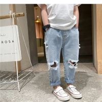 Kids Boys Pants Summer Ripped Jeans New Fashion Children's Baby Loose Casual Jeans Pants Boy and Girl Trousers