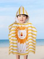 Men and children's hooded shawl towel, children's cartoon small animal beach swimsuit, shawl towel, robe, hooded shawl towel