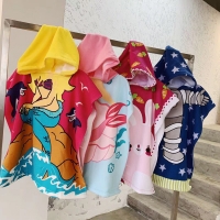 60X120cm Swim Washcloth Kid Hooded Poncho Beach Bath Towel Shark Pattern Quick Dry Bathing Cape Bathrobe Child Swimming Towels